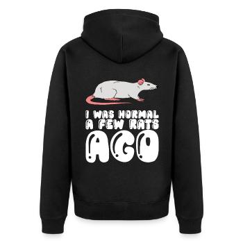 Vor Ein Paar Ratten War Ich Noch Normal - Unisex Premium Bio Zip Hoodie - Schwarz - Hinten - Nico (187cm)