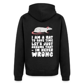 Ich Bin Eine Ratte, Die Sich Nie Irrt - Unisex Premium Bio Zip Hoodie - Schwarz - Hinten - Nico (187cm)
