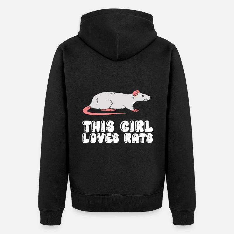 Cette fille aime les rats - Veste à capuche bio Premium Unisexe - noir