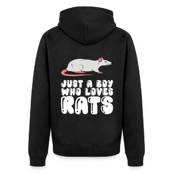Just a boy who loves rats - Unisex Premium Organic Zip Hoodie - black - Back - Nico (187cm)