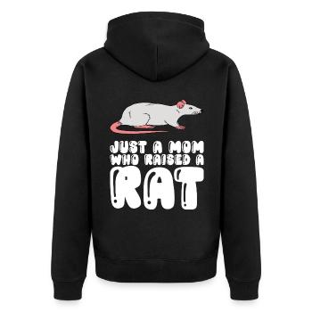Nur Eine Mutter, Die Eine Ratte Aufgezogen Hat - Unisex Premium Bio Zip Hoodie - Schwarz - Hinten - Nico (187cm)