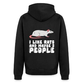 Ich Mag Ratten Und Vielleicht 3 Menschen - Unisex Premium Bio Zip Hoodie - Schwarz - Hinten - Nico (187cm)