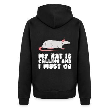 My rat is calling and I have to leave - Unisex Premium Organic Zip Hoodie - black - Back - Nico (187cm)