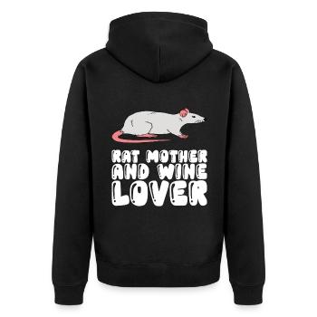 Mère rat et amoureuse du vin - Veste à capuche bio Premium Unisexe - noir - Dos - Nico (187cm)