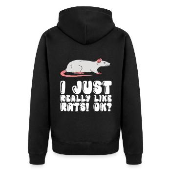 J’aime beaucoup les rats - Veste à capuche bio Premium Unisexe - noir - Dos - Nico (187cm)