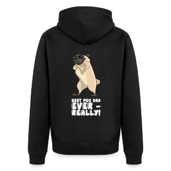 Best Pug Dad Ever Really - Unisex Premium Organic Zip Hoodie - black - Back - Nico (187cm)