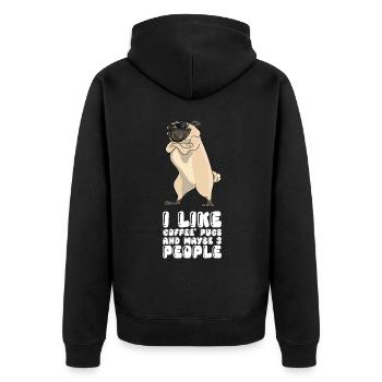 I Like Coffee Pugs And Maybe 3 People - Unisex Premium Organic Zip Hoodie - black - Back - Nico (187cm)