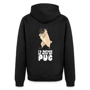 I'd Rather Be With My Pug - Unisex Premium Organic Zip Hoodie - black - Back - Nico (187cm)