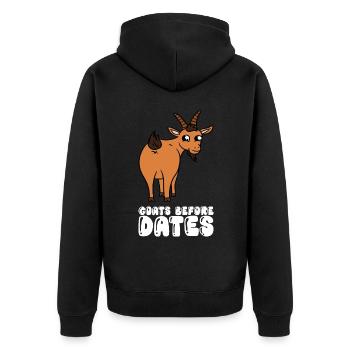 Chèvres devant les dattes - Veste à capuche bio Premium Unisexe - noir - Dos - Nico (187cm)