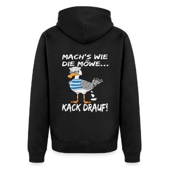 Coole Möwe Mach's Wie Die Möwe Kack Drauf! - Unisex Premium Bio Zip Hoodie - Schwarz - Hinten - Nico (187cm)