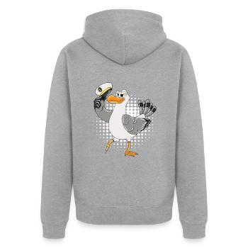 Möwen Kapitän Möwe Nordsee Ostsee Lustige Möwe - Unisex Premium Bio Zip Hoodie - Grau meliert - Hinten - Nico (187cm)