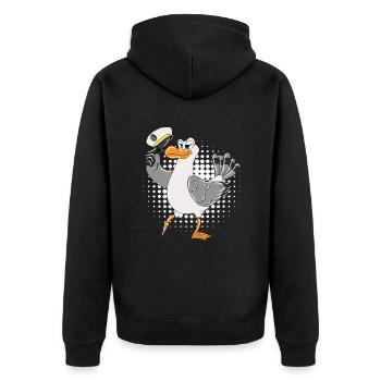 Möwen Kapitän Möwe Nordsee Ostsee Lustige Möwe - Unisex Premium Bio Zip Hoodie - Schwarz - Hinten - Nico (187cm)
