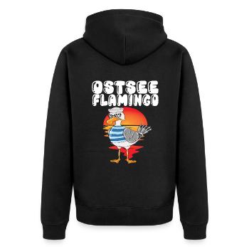 Norddeutsche Sprüche Möwe Ostsee Flaming Möwe - Unisex Premium Bio Zip Hoodie - Schwarz - Hinten - Nico (187cm)