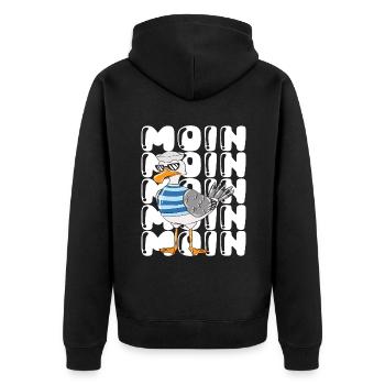 Norddeutsch Möwe Mit Sonnenbrille Ostseeurlaub - Unisex Premium Bio Zip Hoodie - Schwarz - Hinten - Nico (187cm)