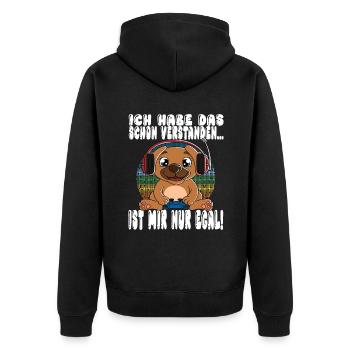 Ich Habe Das Schon Verstanden Ist Mir Nur Egal - Unisex Premium Bio Zip Hoodie - Schwarz - Hinten - Nico (187cm)