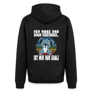 Ich Habe Das Schon Verstanden Ist Mir Nur Egal - Unisex Premium Bio Zip Hoodie - Schwarz - Hinten - Nico (187cm)