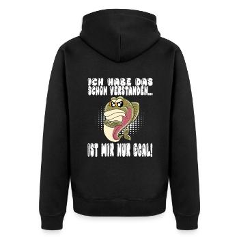 Ich Habe Das Schon Verstanden Ist Mir Nur Egal - Unisex Premium Bio Zip Hoodie - Schwarz - Hinten - Nico (187cm)
