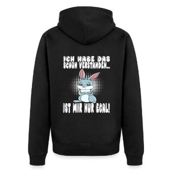 Ich Habe Das Schon Verstanden Ist Mir Nur Egal - Unisex Premium Bio Zip Hoodie - Schwarz - Hinten - Nico (187cm)