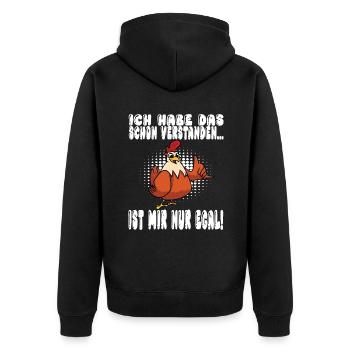 Ich Habe Das Schon Verstanden Ist Mir Nur Egal - Unisex Premium Bio Zip Hoodie - Schwarz - Hinten - Nico (187cm)