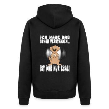 Ich Habe Das Schon Verstanden Ist Mir Nur Egal - Unisex Premium Bio Zip Hoodie - Schwarz - Hinten - Nico (187cm)