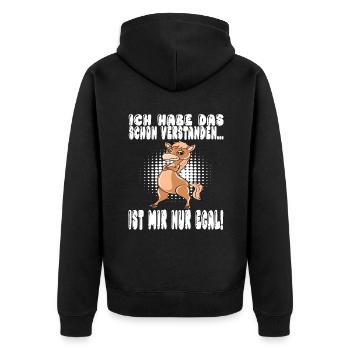 Ich Habe Das Schon Verstanden Ist Mir Nur Egal - Unisex Premium Bio Zip Hoodie - Schwarz - Hinten - Nico (187cm)