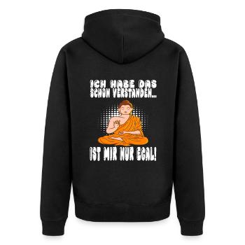 Ich Habe Das Schon Verstanden Ist Mir Nur Egal - Unisex Premium Bio Zip Hoodie - Schwarz - Hinten - Nico (187cm)