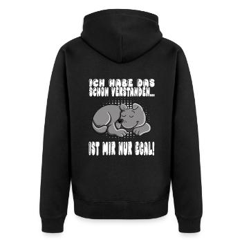 Ich Habe Das Schon Verstanden Ist Mir Nur Egal - Unisex Premium Bio Zip Hoodie - Schwarz - Hinten - Nico (187cm)