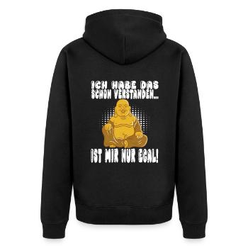 Ich Habe Das Schon Verstanden Ist Mir Nur Egal - Unisex Premium Bio Zip Hoodie - Schwarz - Hinten - Nico (187cm)