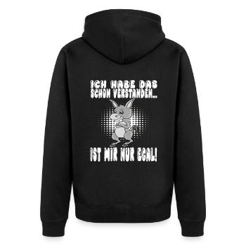Ich Habe Das Schon Verstanden Ist Mir Nur Egal - Unisex Premium Bio Zip Hoodie - Schwarz - Hinten - Nico (187cm)