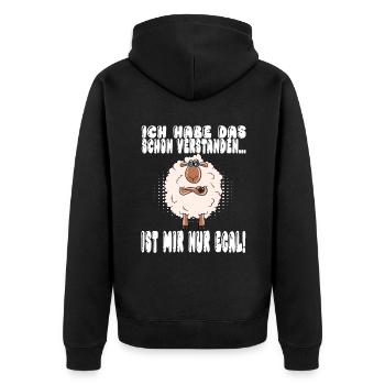 Ich Habe Das Schon Verstanden Ist Mir Nur Egal - Unisex Premium Bio Zip Hoodie - Schwarz - Hinten - Nico (187cm)