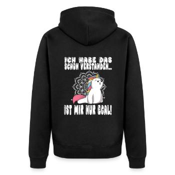 Ich Habe Das Schon Verstanden Ist Mir Nur Egal - Unisex Premium Bio Zip Hoodie - Schwarz - Hinten - Nico (187cm)
