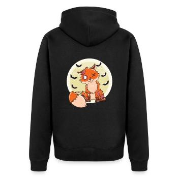 Halloween Zombie Tiere Halloween Fuchs - Unisex Premium Bio Zip Hoodie - Schwarz - Hinten - Nico (187cm)