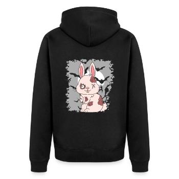 Halloween Zombie Tiere Halloween Hase - Unisex Premium Bio Zip Hoodie - Schwarz - Hinten - Nico (187cm)