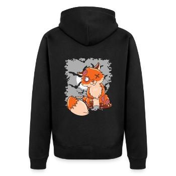 Halloween Zombie Tiere Halloween Fuchs - Unisex Premium Bio Zip Hoodie - Schwarz - Hinten - Nico (187cm)
