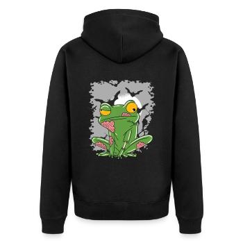 Halloween Zombie Tiere Halloween Frosch - Unisex Premium Bio Zip Hoodie - Schwarz - Hinten - Nico (187cm)