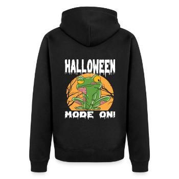 Halloween Zombie Tiere Halloween Frosch - Unisex Premium Bio Zip Hoodie - Schwarz - Hinten - Nico (187cm)