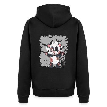 Halloween Zombie Tiere Halloween Panda - Unisex Premium Bio Zip Hoodie - Schwarz - Hinten - Nico (187cm)
