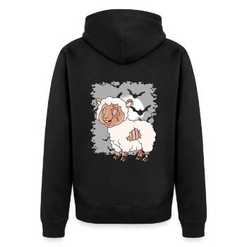 Halloween Zombie Schaf Halloween - Unisex Premium Bio Zip Hoodie - Schwarz - Hinten - Nico (187cm)