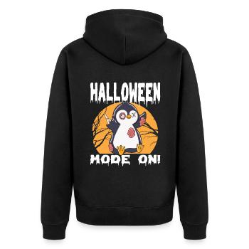Halloween Zombie Tiere Halloween Pinguin - Unisex Premium Bio Zip Hoodie - Schwarz - Hinten - Nico (187cm)