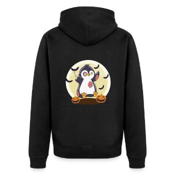 Halloween Zombie Pinguin Halloween - Unisex Premium Bio Zip Hoodie - Schwarz - Hinten - Nico (187cm)