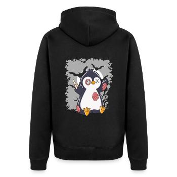 Halloween Zombie Tiere Halloween Pinguin - Unisex Premium Bio Zip Hoodie - Schwarz - Hinten - Nico (187cm)