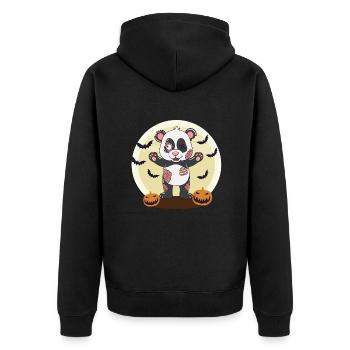 Halloween Zombie Panda Halloween - Unisex Premium Bio Zip Hoodie - Schwarz - Hinten - Nico (187cm)