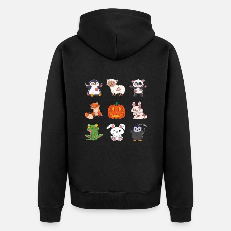 Halloween Zombie Animaux Halloween Animaux - Veste à capuche bio Premium Unisexe - noir