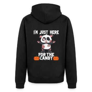 Halloween I'm Just Here For The Candy - Unisex Premium Bio Zip Hoodie - Schwarz - Hinten - Nico (187cm)