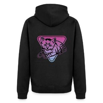 Chat graphique Retro Cat pour les propriétaires de chats - Veste à capuche bio Premium Unisexe - noir - Dos - Nico (187cm)