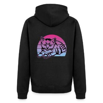 Chat graphique Retro Cat pour les propriétaires de chats - Veste à capuche bio Premium Unisexe - noir - Dos - Nico (187cm)