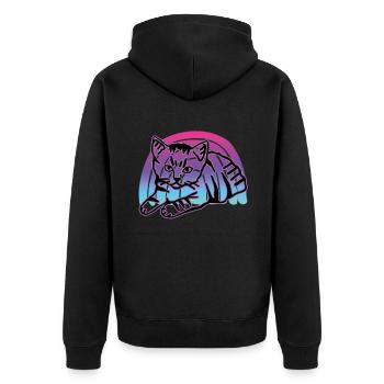 Chat graphique Retro Cat pour les propriétaires de chats - Veste à capuche bio Premium Unisexe - noir - Dos - Nico (187cm)