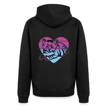 Chat rétro graphique chat pour les propriétaires de chats - Veste à capuche bio Premium Unisexe - noir - Dos - Nico (187cm)