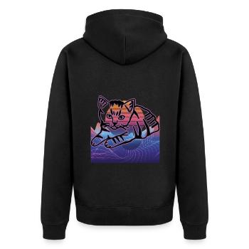 Chat graphique Retro Cat pour les propriétaires de chats - Veste à capuche bio Premium Unisexe - noir - Dos - Nico (187cm)