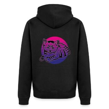 Retro Cat Graphic Cat for Cat Owners - Unisex Premium Organic Zip Hoodie - black - Back - Nico (187cm)